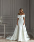 Off The Shoulder Satin Wedding Dress Sheath Silhouette Elegant Bridal Gowns Chapel Train